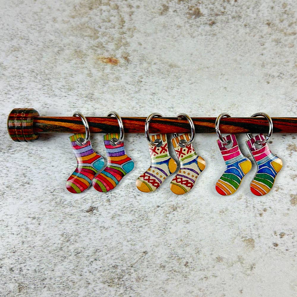 6 Maschenmarkierer &quot;Socken&quot; in einer Dose