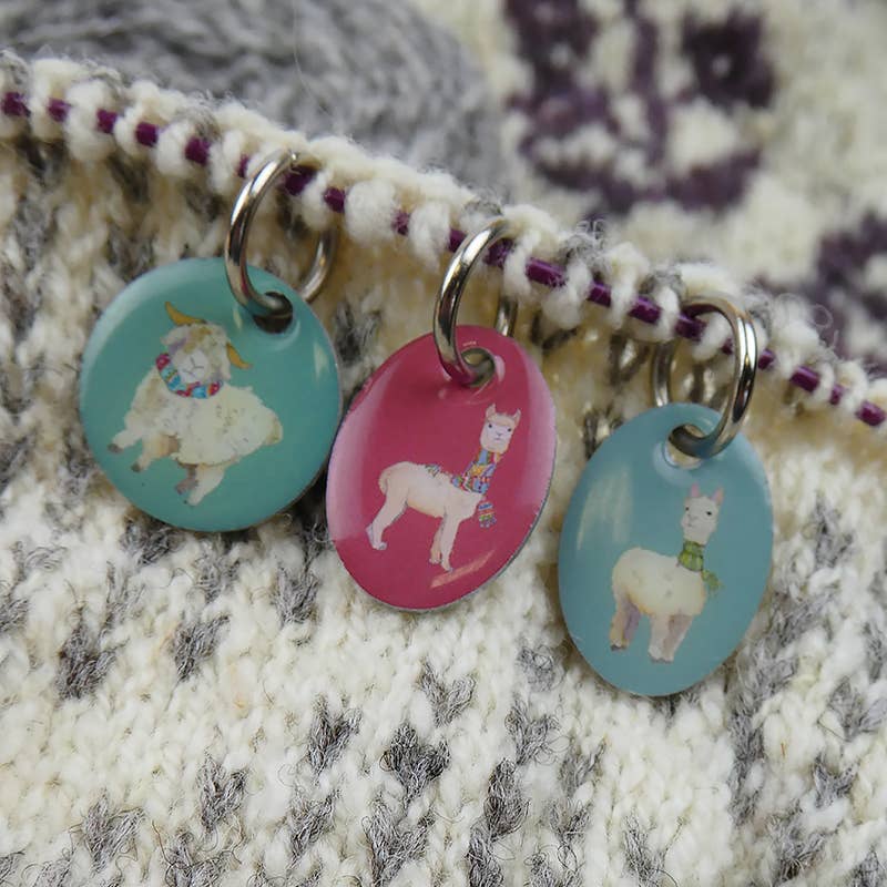 6 Maschenmarkierer &quot;Alpacas &amp; Freunde&quot; in einer Dose