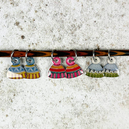6 Maschenmarkierer &quot;Hüte&quot; in einer Dose